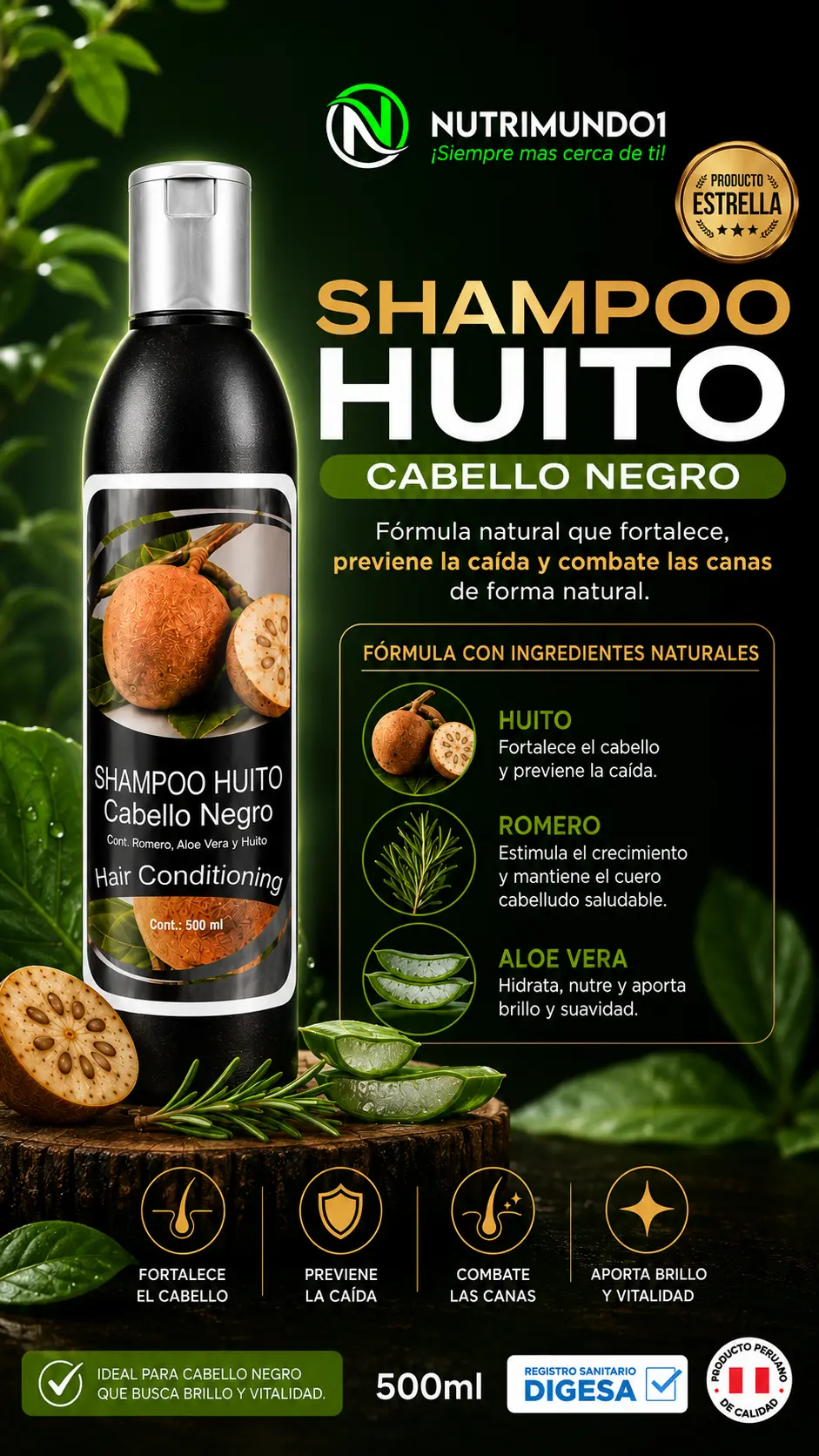 shampoo de huito para canas — Nutrimundo1, shampoo natural para cabello negro