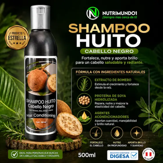 Shampoo huito para cabello negro con romero — Nutrimundo1