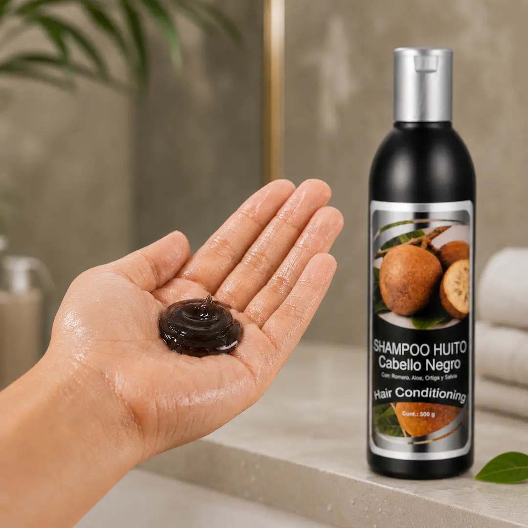 pasos para usar el shampoo de huito – aplicar producto