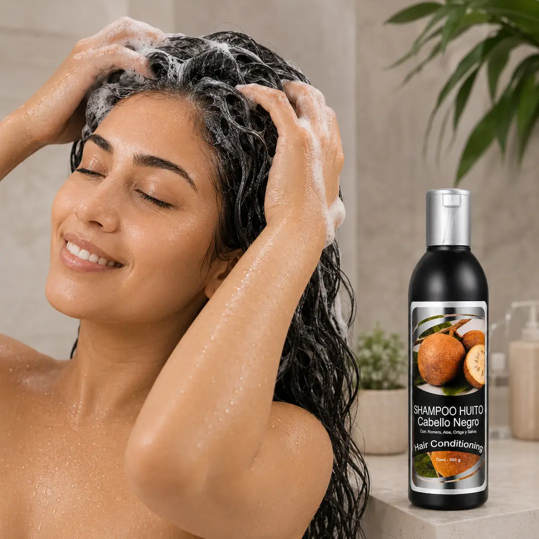 pasos para usar el shampoo de huito – masajear