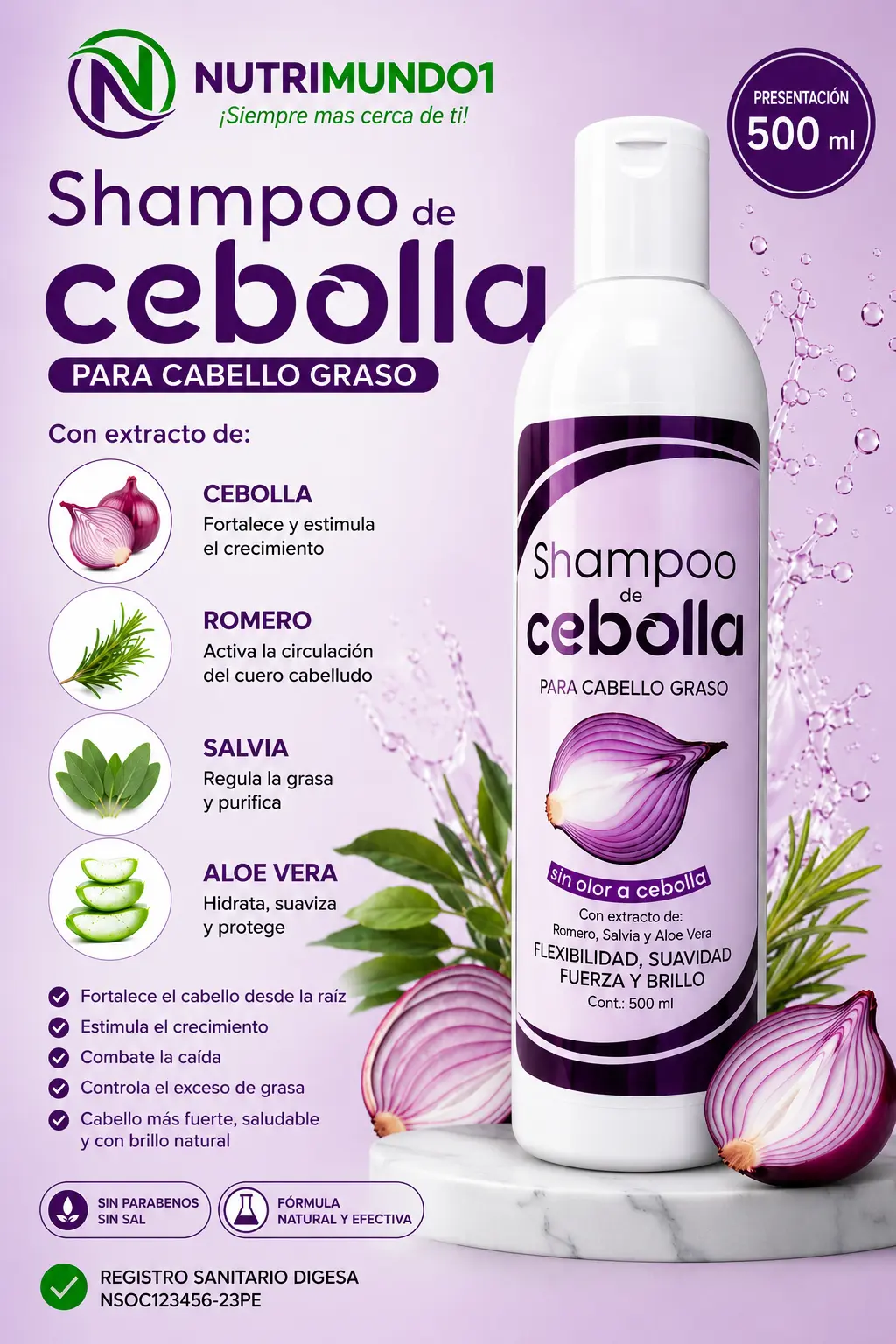 Shampoo de cebolla para la caída del cabello — Nutrimundo1, shampoo natural para fortalecer el cabello